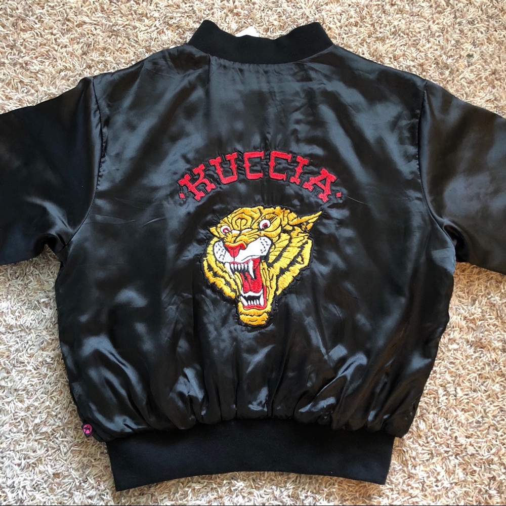 Embroidered Satin Tiger Bomber Jacket